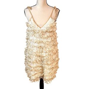 My Beachy Side Cream Hand Crochet Ruffled Mini Dress Sz-S/M